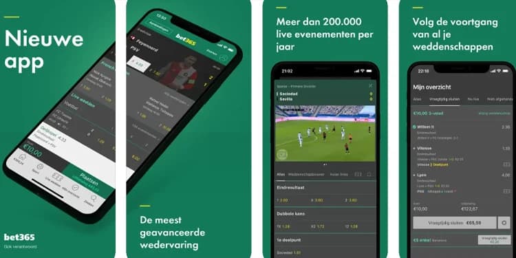 De mobiele app van bet365